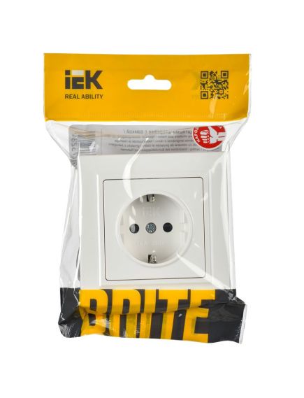 BRITE Розетка 1-местная с заземлением с защитными шторками 16А РС14-1-0-БрБ белый, изображение 16