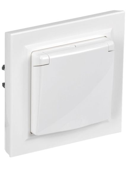 BRITE Розетка 1-местная с заземлением с защитными шторками и крышкой 16А IP44 в сборе РСбш10-3-44-БрБ белый