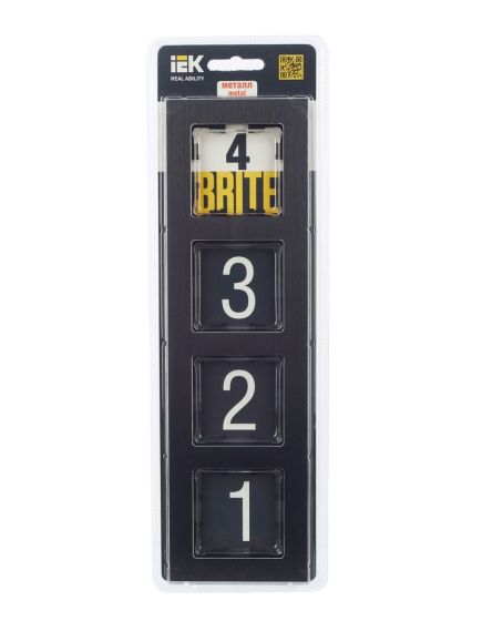 BRITE Рамка 4 -местная РУ-4-1-БрЧ металл черный IEK, изображение 7
