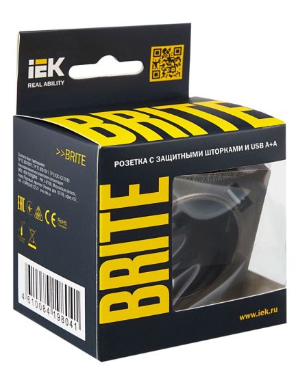 BRITE Розетка 1-местная с заземлением с защитными шторками 16А с USB A+A 5В 3,1А РЮш10-2-БрТБ темная бронза IEK, изображение 8