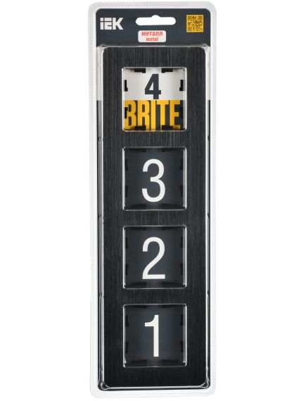 BRITE Рамка 4-местная РУ-4-1-Бр металл черный RE AL IEK, изображение 2