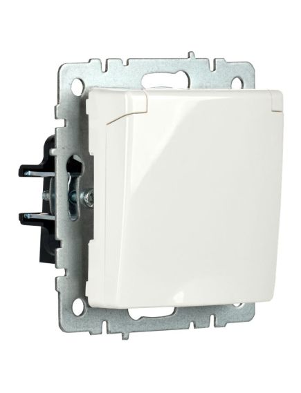 BRITE Розетка 1-местная с заземлением с защитными шторками и крышкой 16А IP20 РСбш10-3-БрБ белый IEK, изображение 6