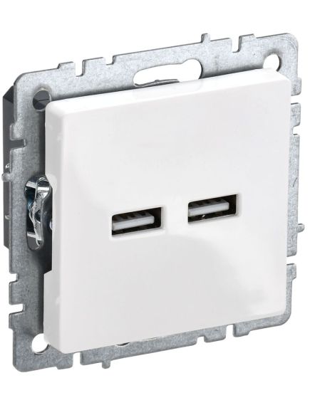 BRITE Розетка USB A+A 5В 3,1А РЮ10-1-БрБ белый IEK