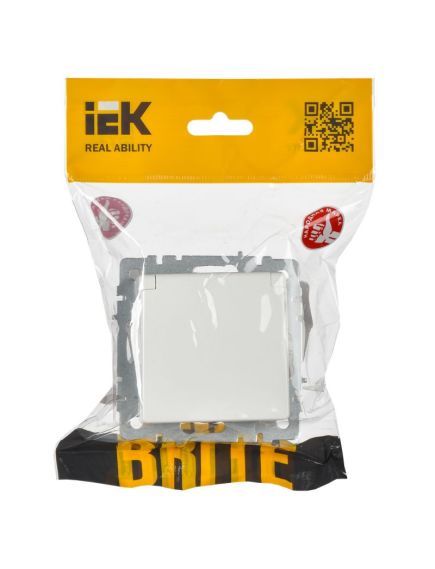 BRITE Розетка 1-местная с заземлением с защитными шторками и крышкой 16А IP20 РСбш10-3-БрБ белый IEK, изображение 2