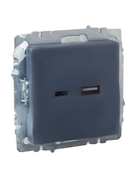 BRITE Розетка USB A+C 18Вт РЮ11-1-БрМ маренго IEK, изображение 3