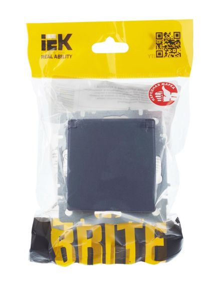 BRITE Розетка 1-местная с заземлением с защитными шторками и крышкой 16А IP20 РСбш10-3-БрМ маренго IEK, изображение 9