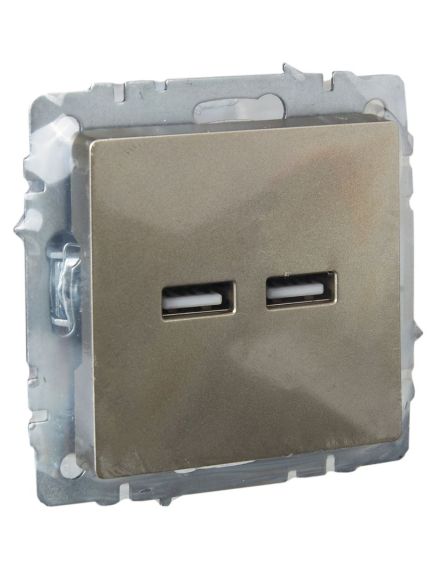 BRITE Розетка USB A+A 5В 3,1А РЮ10-1-БрШ шампань IEK, изображение 4