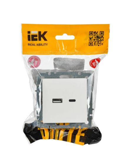 BRITE Розетка USB A+C 18Вт РЮ11-1-БрБ белый IEK, изображение 7
