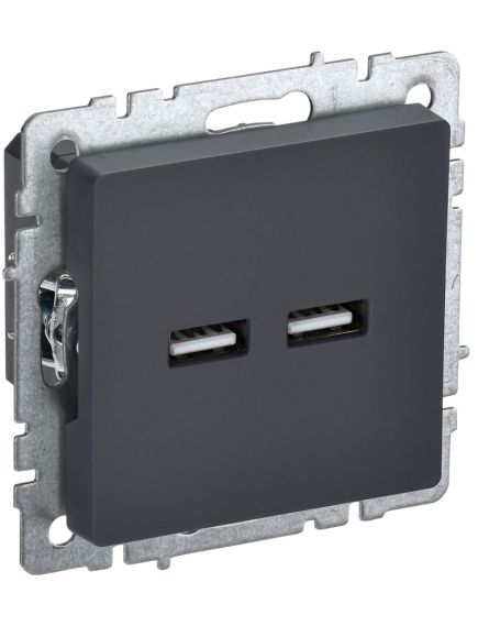 BRITE Розетка USB A+A 5В 3,1А РЮ10-1-БрГ графит IEK