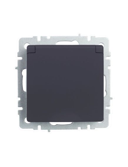 BRITE Розетка 1-местная с заземлением с защитными шторками и крышкой 16А IP44 РСбш10-3-44-БрГ графит IEK, изображение 9