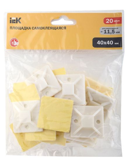 Площадка самоклеящаяся 40х40 белая под хомуты (100шт) IEK, изображение 4