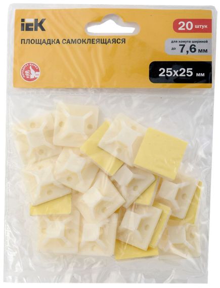 Площадка самоклеящаяся 25х25 белая под хомуты (100шт) IEK, изображение 4