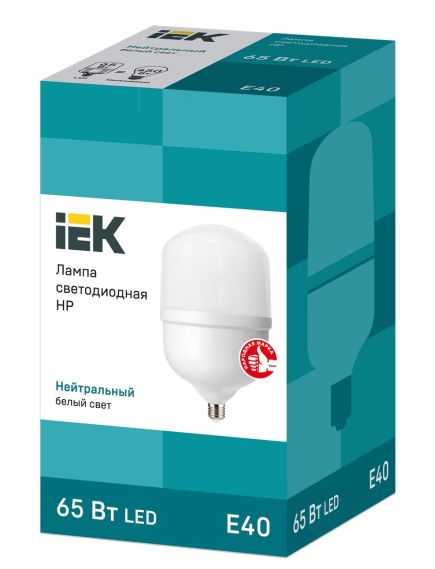 Лампа светодиодная HP 65Вт 230В 4000К E40 IEK, изображение 3