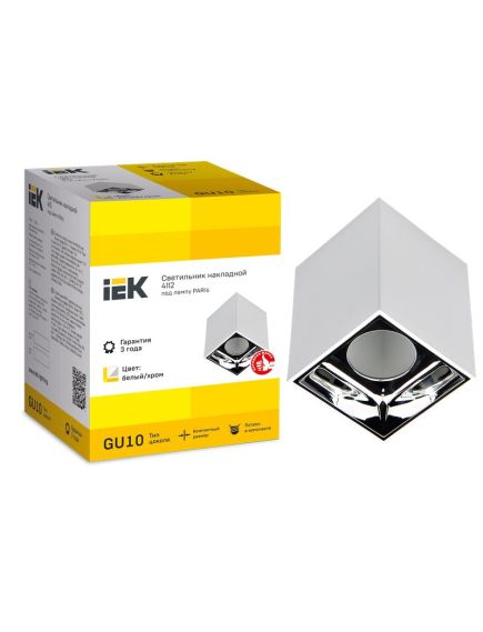 LIGHTING Светильник 4112 накладной потолочный под лампу GU10 белый/хром пластик IEK, изображение 3