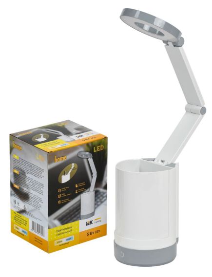 LIGHTING Светильник светодиодный настольный 2012 5Вт пантограф с карманом белый IEK, изображение 3