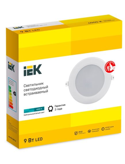 Светильник светодиодный ДВО 1713 белый круг 9Вт 4000К IP40 IEK, изображение 2