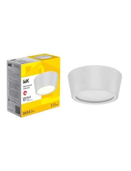 LIGHTING Светильник уличный 5104 потолочный под лампу GX53 IP65 белый IEK, изображение 2