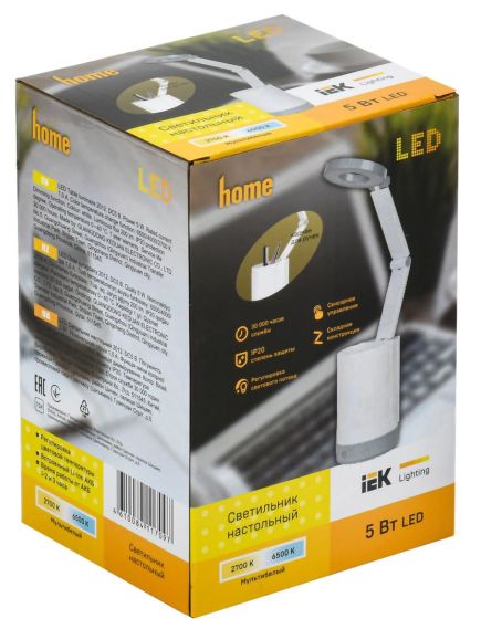 LIGHTING Светильник светодиодный настольный 2012 5Вт пантограф с карманом белый IEK, изображение 2