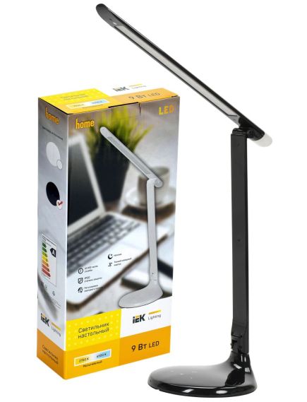 LIGHTING Светильник светодиодный настольный 2013 9Вт на подставке диммер ночник черный IEK, изображение 3