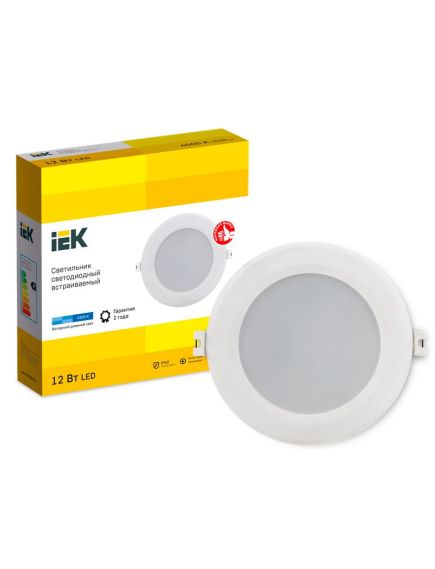 Светильник светодиодный ДВО 1714 белый круг 12Вт 6500К IP40 IEK, изображение 3