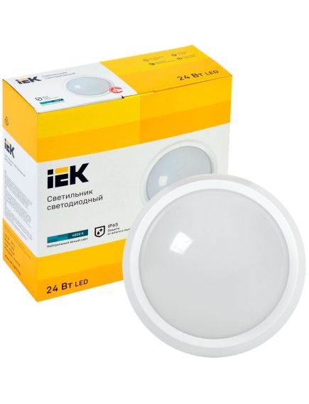 Светильник светодиодный ДПО 5060 24Вт 4000К IP65 круг белый IEK, изображение 3