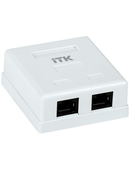 ITK Настенная информационная розетка RJ45 8P8C, кат.5Е UTP, 2-порта, белая