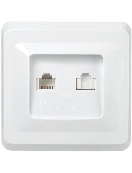 VEGA Розетка 2-местная RJ11/RJ45 РК/Т12-ВБ белый IEK