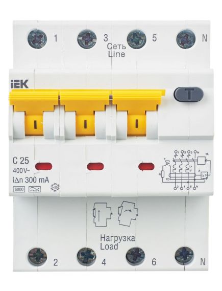 KARAT Автоматический выключатель дифференциального тока АВДТ 34 C25 300мА тип A IEK, изображение 9