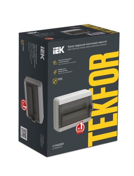 TEKFOR Корпус пластиковый КМПн-12 IP65 черная прозрачная дверь IEK, изображение 2