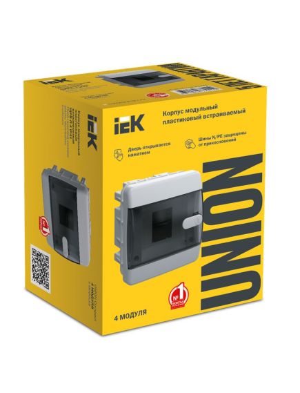 UNION Compact Корпус пластиковый ЩРВ-П-4 IP41 черная прозрачная дверь IEK, 2 image