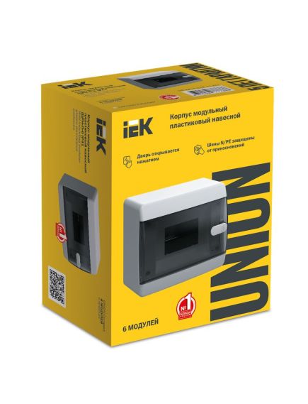 UNION Compact Корпус пластиковый ЩРН-П-6 IP41 черная прозрачная дверь IEK, 2 image