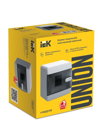 UNION Compact Корпус пластиковый ЩРН-П-4 IP41 черная прозрачная дверь IEK, изображение 2